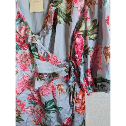 Ella Moon Womens Sz L Knee Length Wrap Dress Long Sleeve Floral NEW