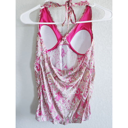 Old Navy Maternity Womens Sz S Tankini Swimsuit Top Pink Paisley