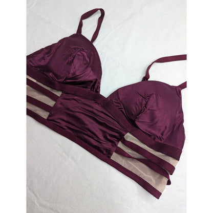 Victorias Secret Womens Sz S Bralette Satin Dark Purple Sexy