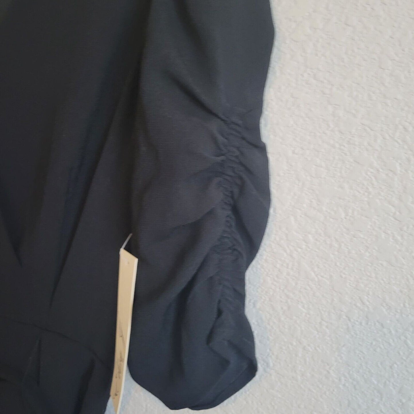 Eliza J Womens Sz 4 Maxi Dress Solid Black Short Sleeve Belted NEW