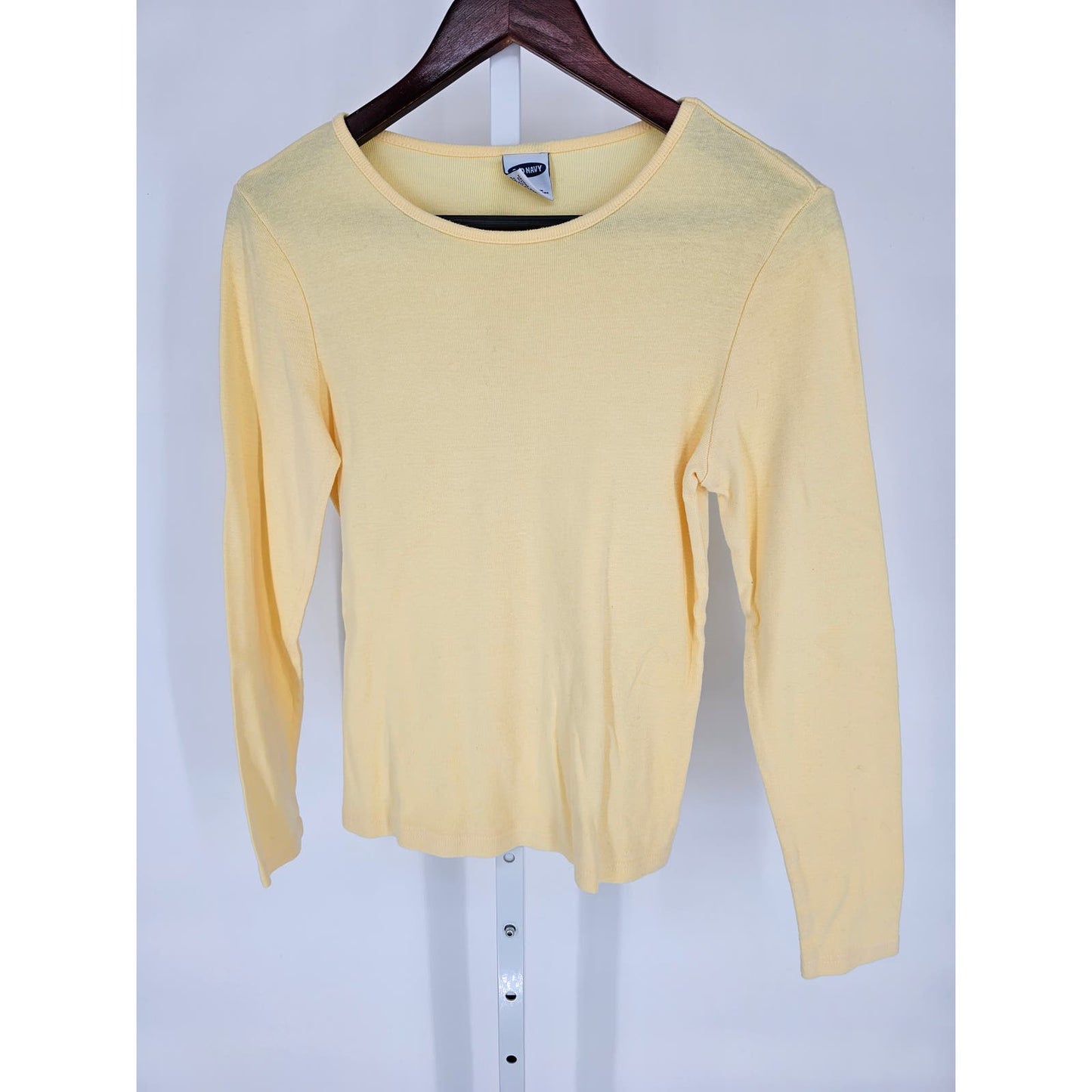 Vintage Y2K Old Navy Womens Sz S Long Sleeve T shirt Butter Yellow Cotton