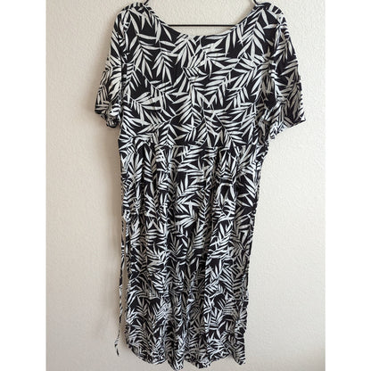 Vintage Chili Peppers Womens Sz M Midi Floral Casual Dress Black White