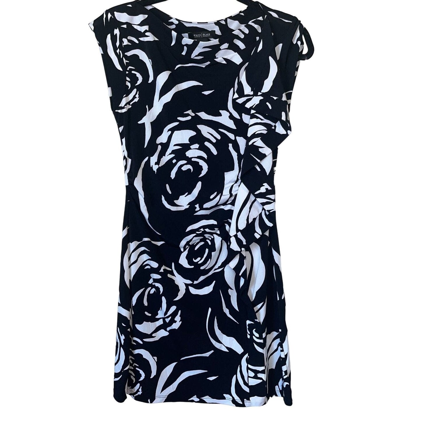 White House Black Market Womens Sz S Knee Length Cap Sleeve Floral Dress