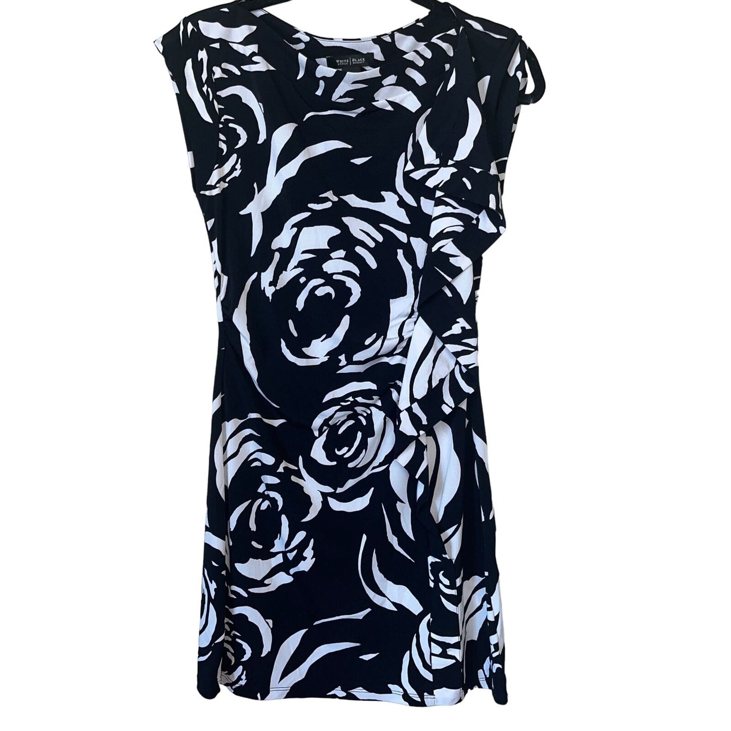 White House Black Market Womens Sz S Knee Length Cap Sleeve Floral Dress
