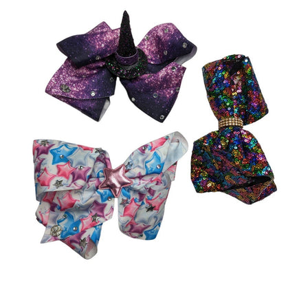 Lot of 3 Jojo Siwa Hair Bows Sequin Witch Hat Stars