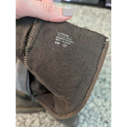 Solely Black by BKE Womens Sz 8 Landon Block Heel Boots Brown Lace Back