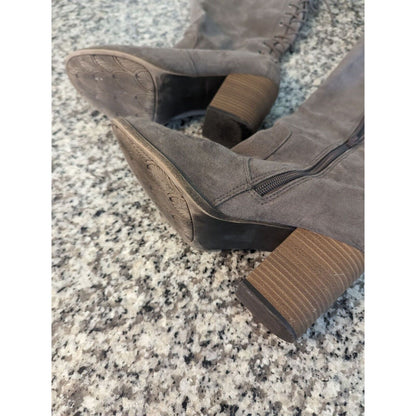 Solely Black by BKE Womens Sz 8 Landon Block Heel Boots Brown Lace Back