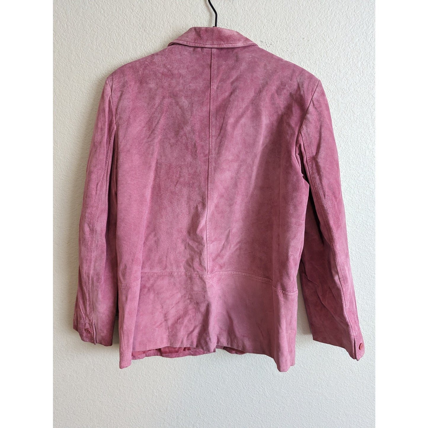 Vintage Career Guild Womens Szx 14 Pink Leather Suede Blazer 2 Button