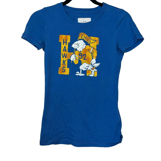 Vintage Abercrombie Kids Girls Sz L Short Sleeve Graphic T Shirt Hawks Blue