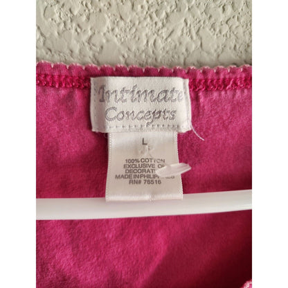 Vintage 1990s Intimates Concepts Womens Sz L Sleep Shirt Pink Hearts