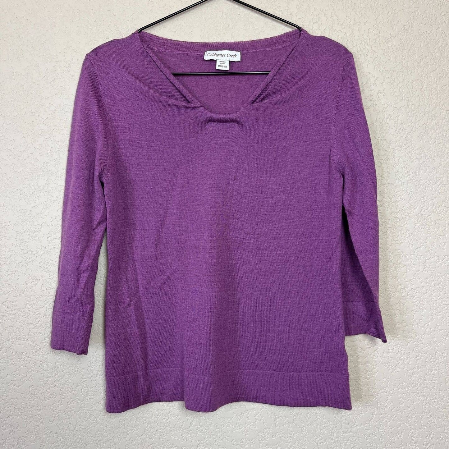 Coldwater Creek Womens Sz M Wool Blend Long Sleeve Shirt Light Purple