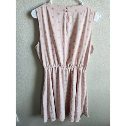 Elle Womens Sz L Knee Length Sleeveless Dress Light Pink and Blue