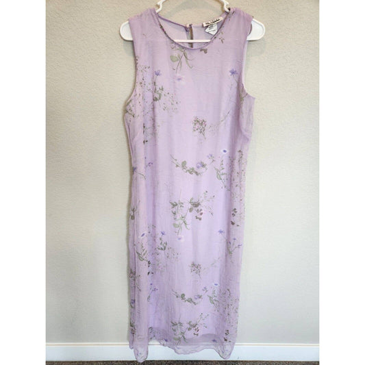 Vintage 1990s En Focus Studio Womens Sz 12 Maxi Dress Light Purple Floral