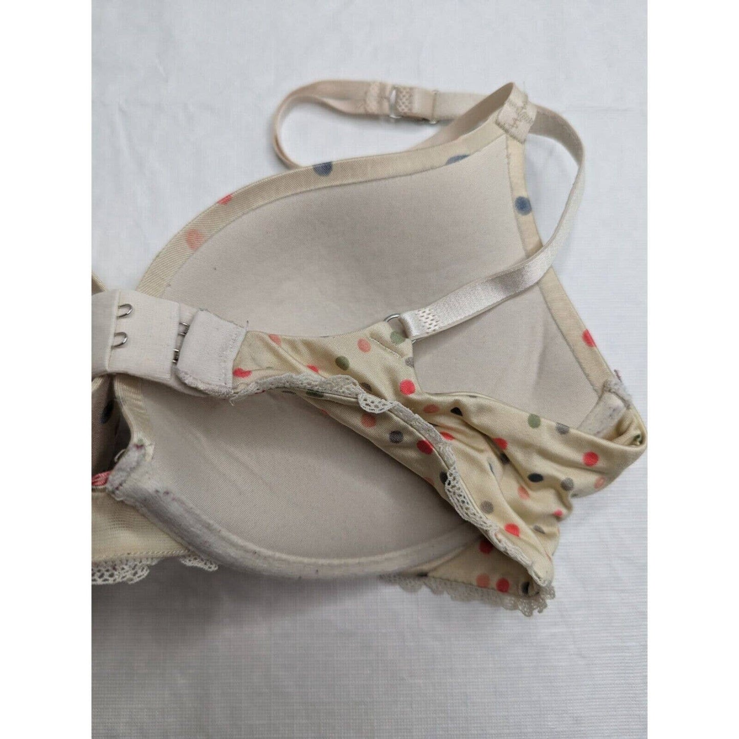 Aerie Womens Sz 34C Brooke Padded Push Up Bra Beige Polka Dot