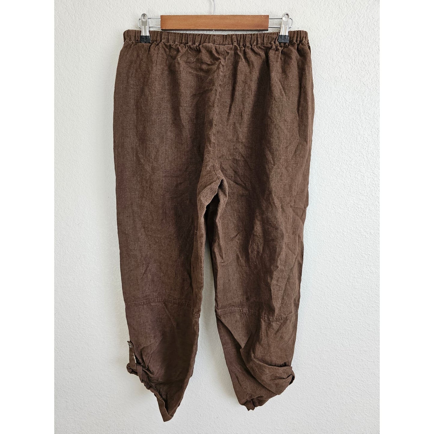 Chicos Womens Sz 2 (XL) 100% Linen Pull On Lagenlook Pants Brown