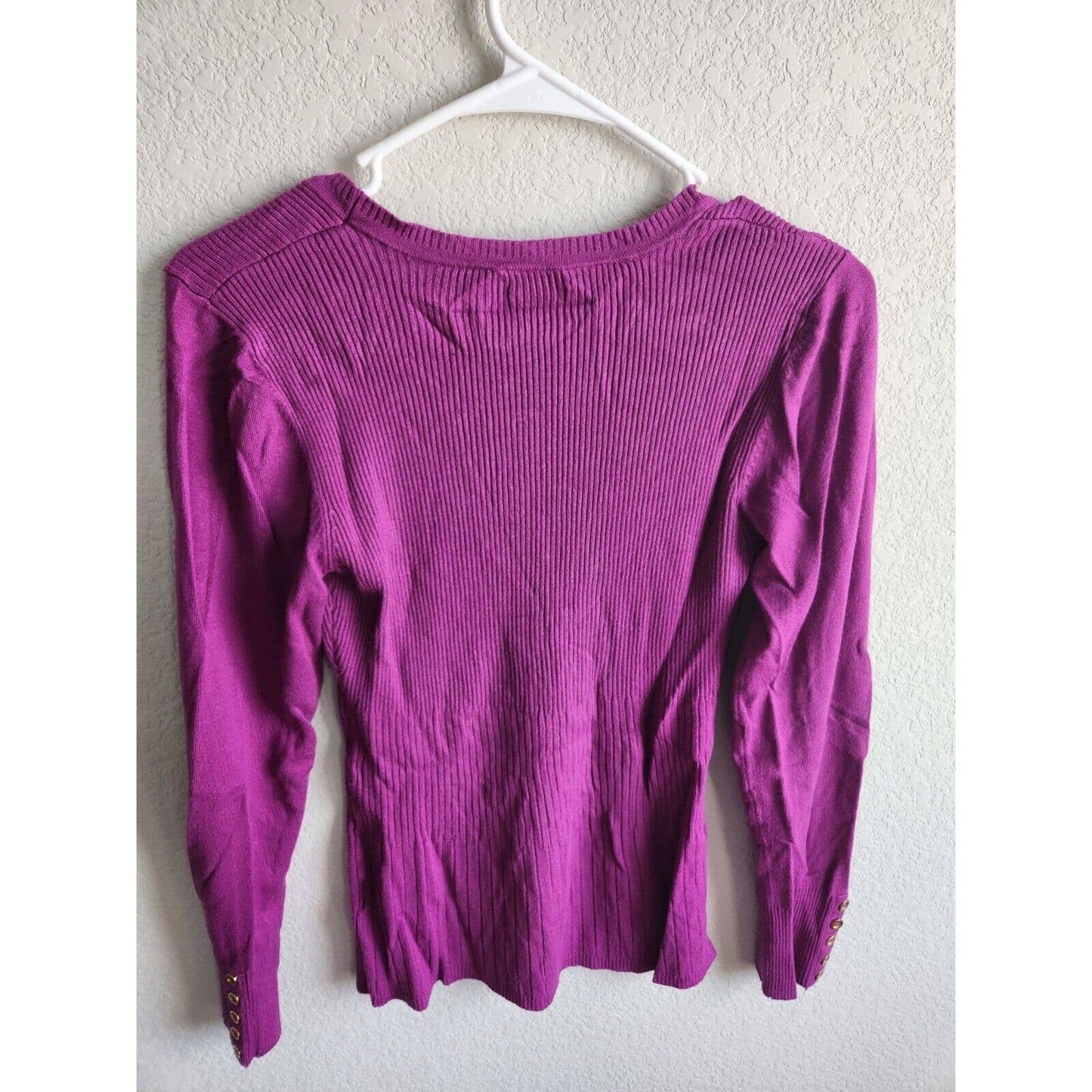 Apt 9 Womens Sz M Purple Long Sleeve Knit Top Ribbed