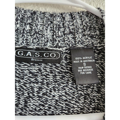 G.A.S. CO Womens Sz S Sleeveless Knit Sweater Dress Knee Length Black White