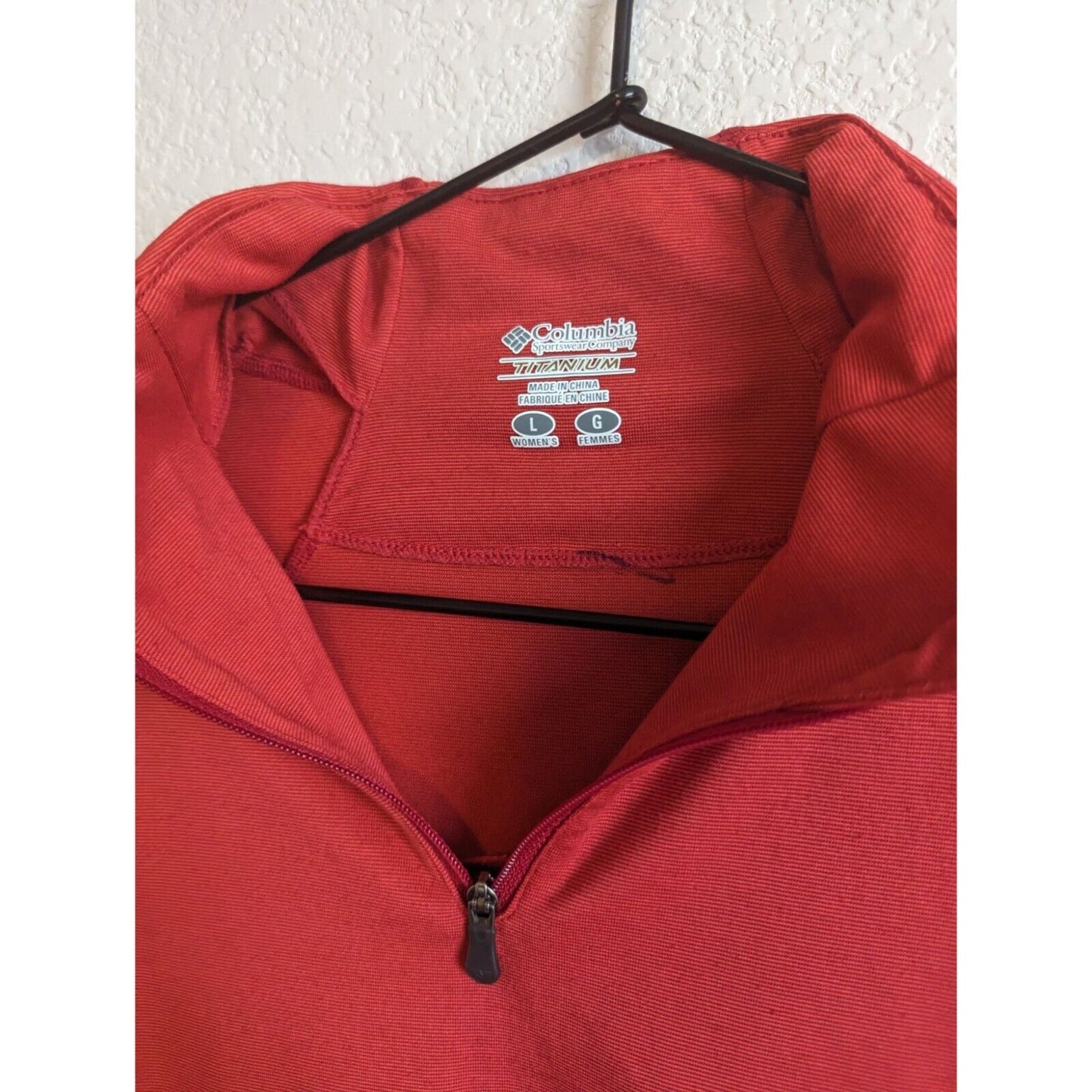 Columbia Titanium Womens Sz L 1/4 Zip Base Layer Jacket Red