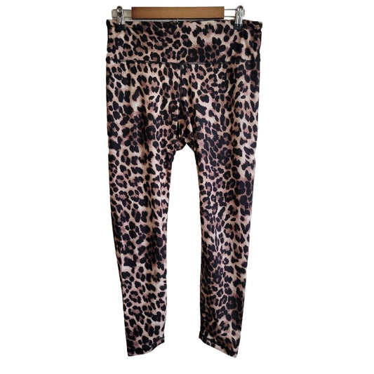 Rae Mode Womens Sz M Leopard Print Athletic Leggings Cheetah Animal