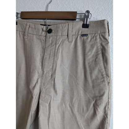 Hurley Mens Sz 32 Classic Flat Front Bermuda Shorts Solid Beige Athletic