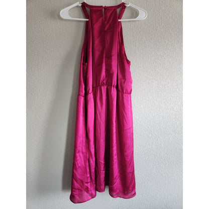 Apt 9 Womens Sz 12 Purple Satin Midi Dress Sleeveless Ruffled Neck