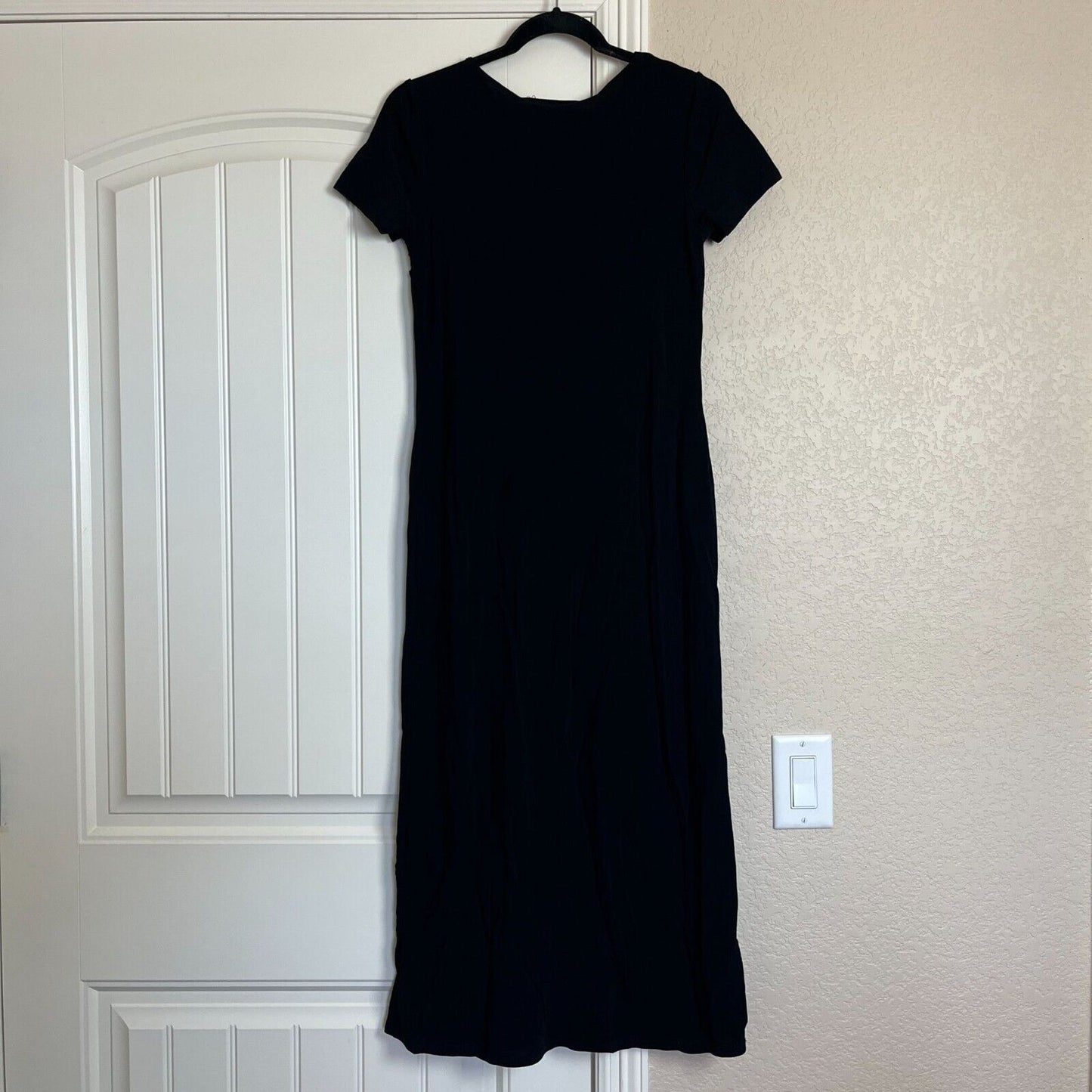 Vintage Carole Little Womens Sz 6 Maxi Dress Black Formal Short Sleeve