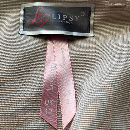 Lipsy London Womens Sz 8 Strapless Mini Dress Gold Metallic Bandage