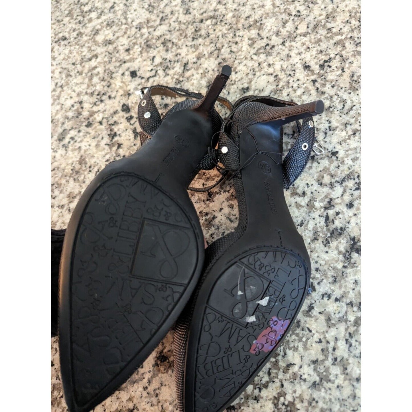 Sam & Libby Womens Sz 9.5 Pointed Toe HHeels Black w/ Silver Studded