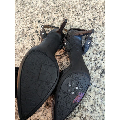 Sam & Libby Womens Sz 9.5 Pointed Toe HHeels Black w/ Silver Studded