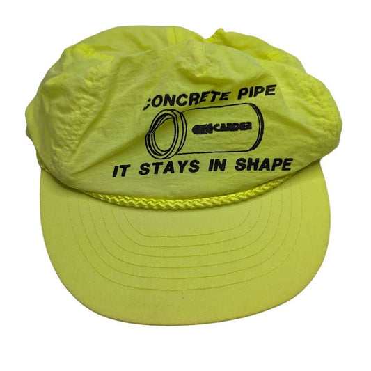 Vintage 1980s Mens Concrete Pipe Snapback Nylon Baseball Hat Neon Yellow