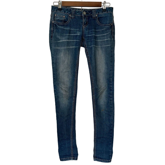 Reign Juniors Sz 1 Medium Wash Skinny Blue Jeans Low Rise