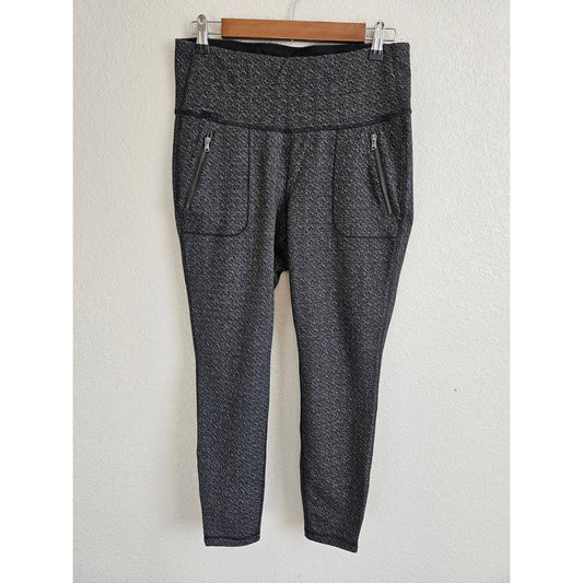 Old Navy Active Womens Sz L Athletic Leggings Gray Zipper Pockets Moto