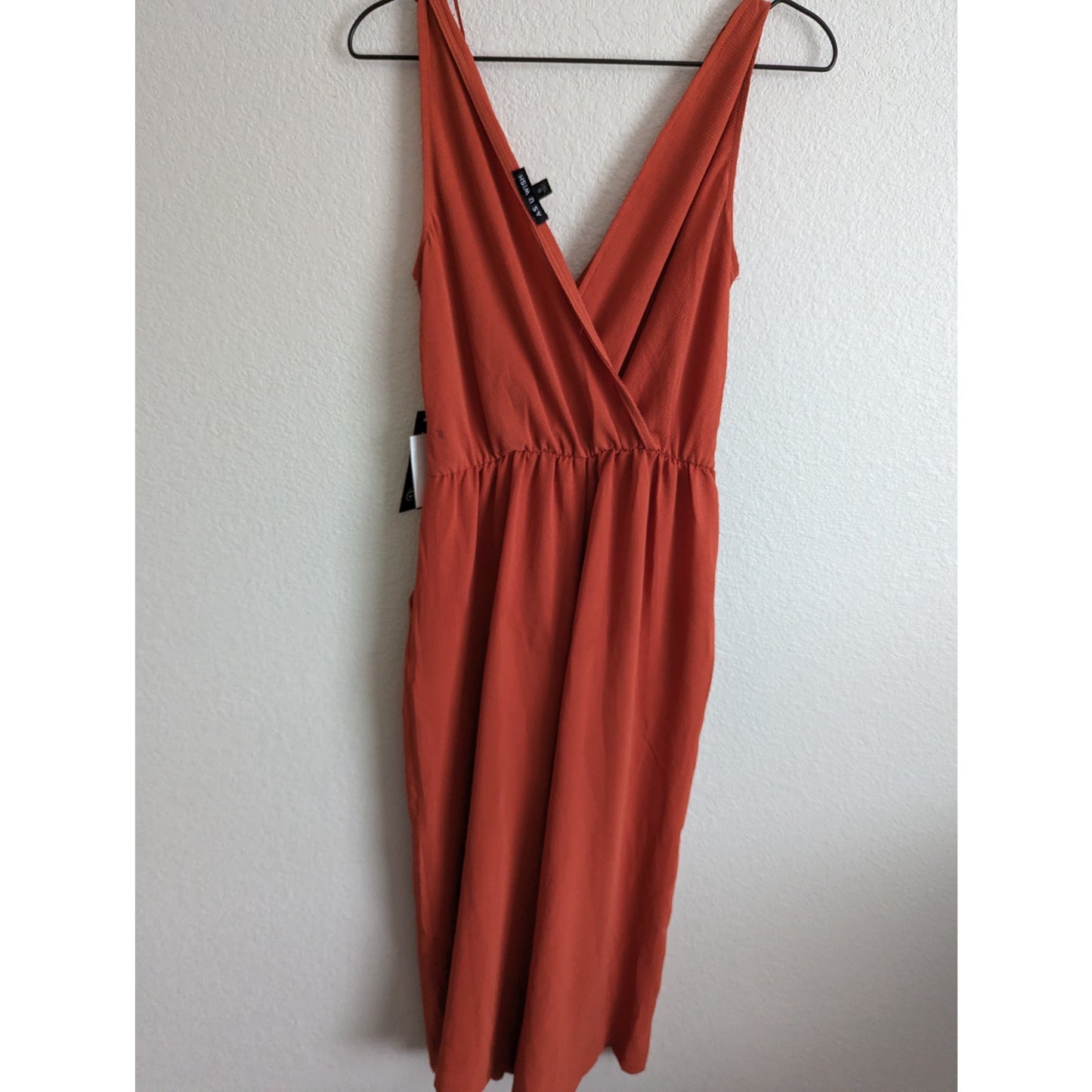 As U Wish Womens Sz S Sleeveless Jumpsuit V Neck Red NEW