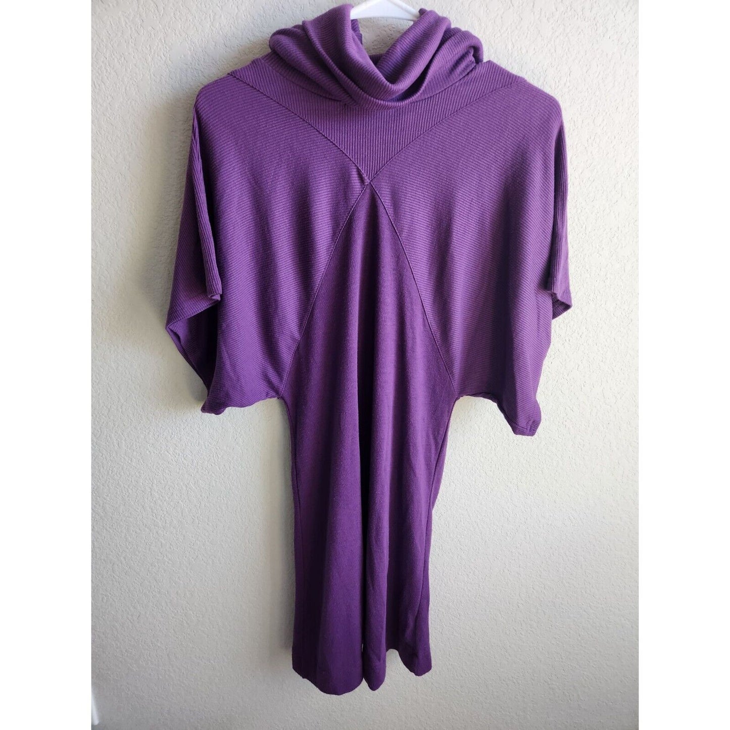 Jamie Nicole Womens Sz L Cowl Neck Sweater Dress Purple Ribbed