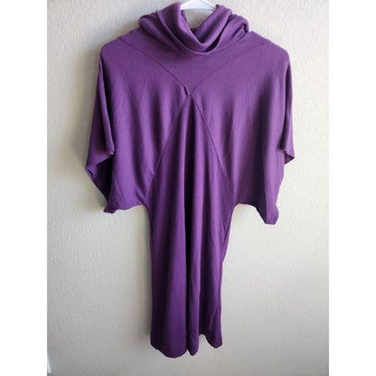 Jamie Nicole Womens Sz L Cowl Neck Sweater Dress Purple Ribbed
