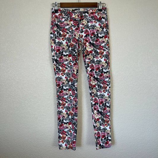 1st Kiss Juniors Sz 0 Skinny Jeans Colorful Floral Print Roses