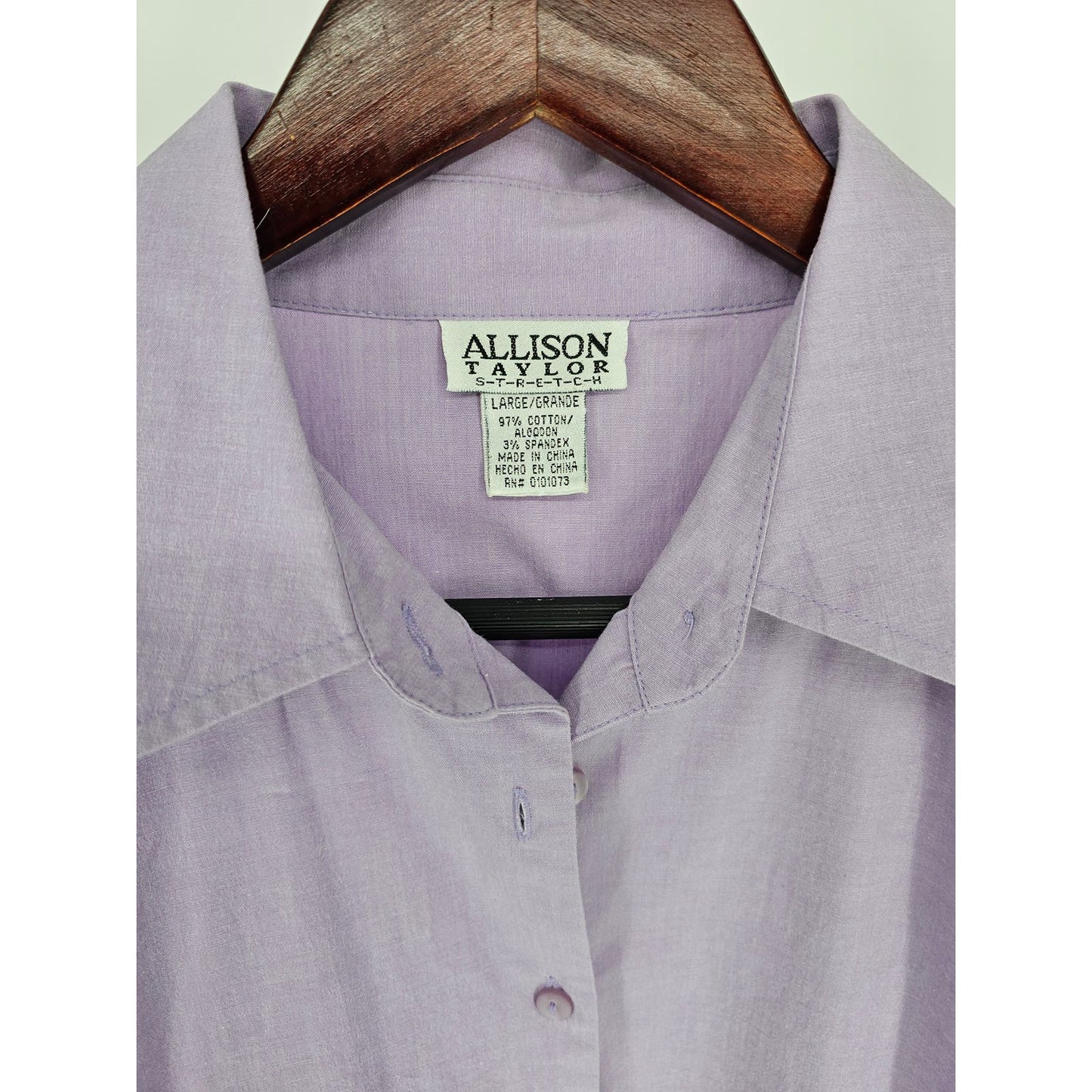 Allison Taylor Womens Sz L Long Sleeve Button Up Shirt Light Lavender Purple