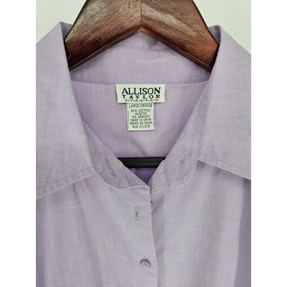 Allison Taylor Womens Sz L Long Sleeve Button Up Shirt Light Lavender Purple