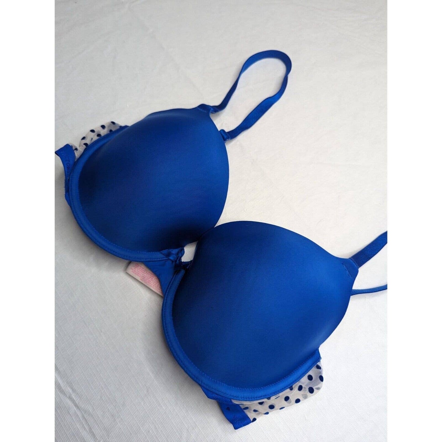 Victorias Secret Womens Sz 34D Demi Bra Blue Polka Dot Sides