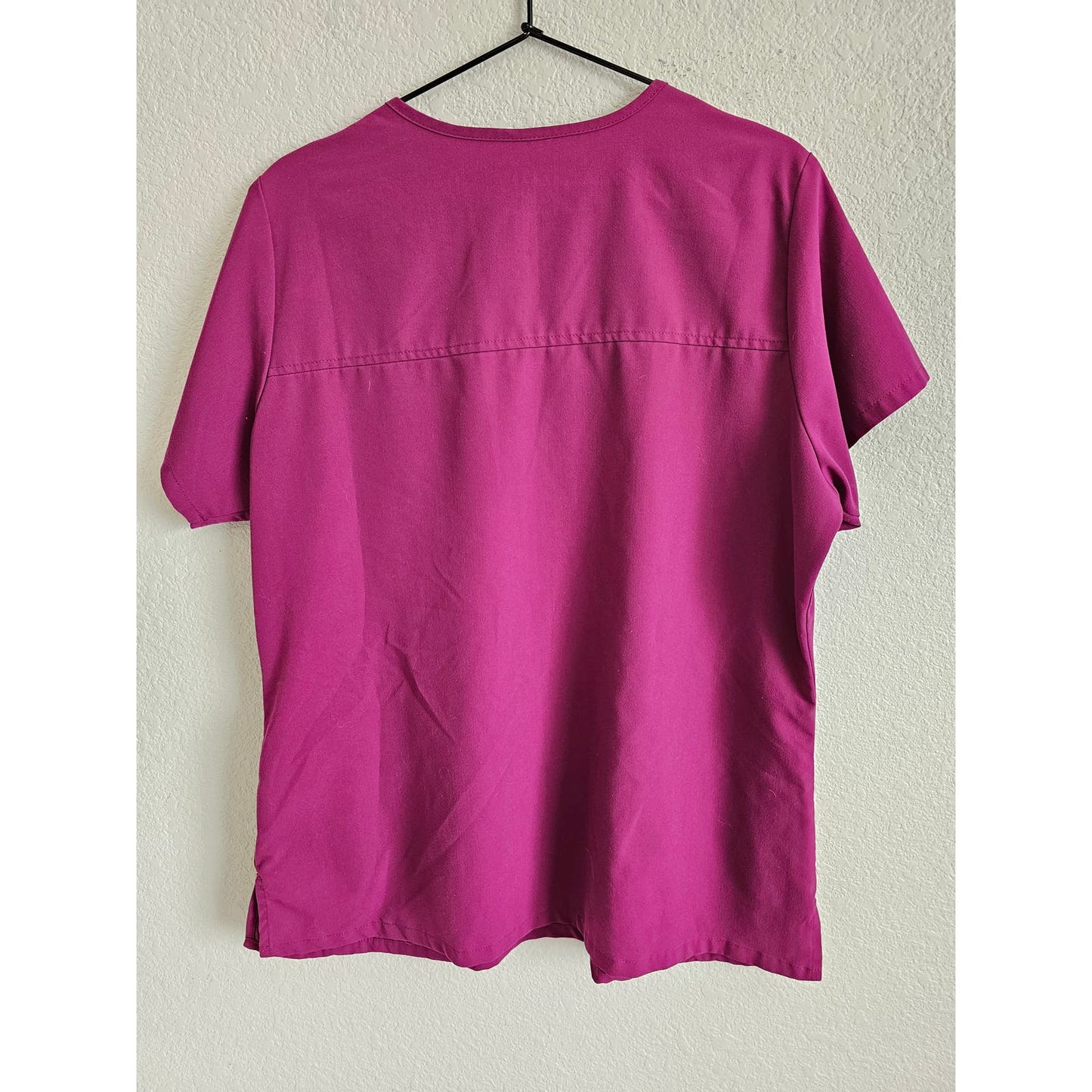 Jockey Womens Sz L Short Sleeve scrub Top Stretch Solid Burgundy