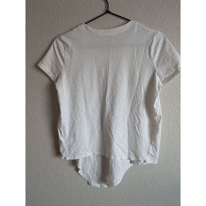 Madewell Womens Sz S Knot Front Tee T Shirt Solid White Crew Neck