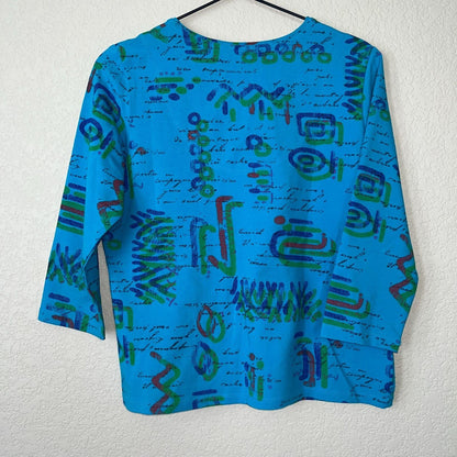 Lark Lane Womens Sz PM Cotton Blend Long SLeeve T Shirt Abstract Vintage