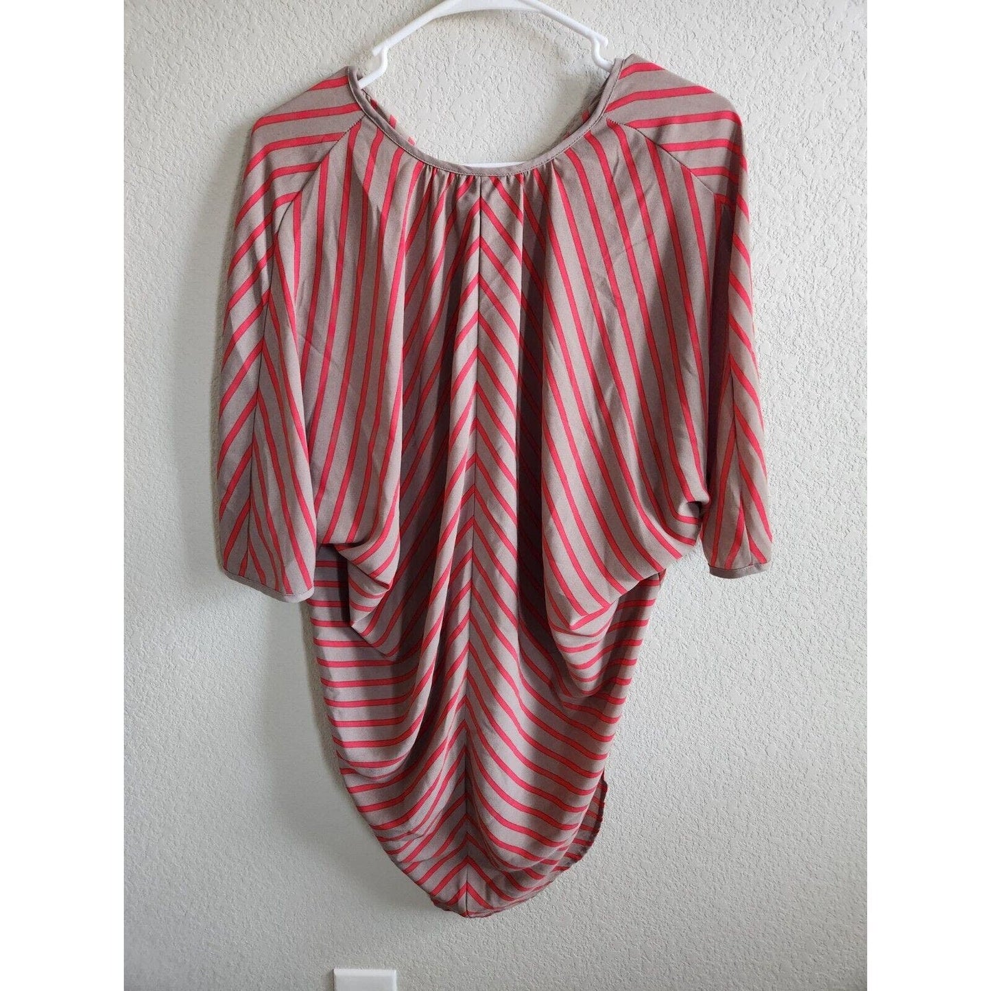 Mossimo Womens Sz XS Short Sleeve Tunic Top Pink Taupe Striped