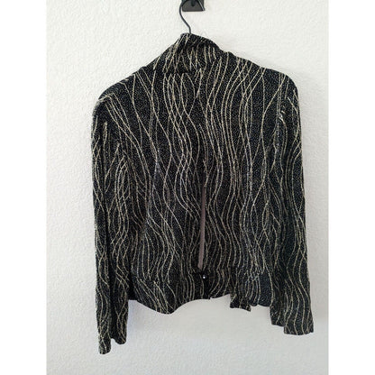Vintage 1980s Ronni Nicole Womens Sz 10 Formal Blazer Jacket Black Gold Glitter