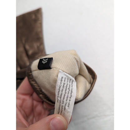 Vintage 1960s Womens Sz XS Leather Gloves Lined Bronze Brown Formal