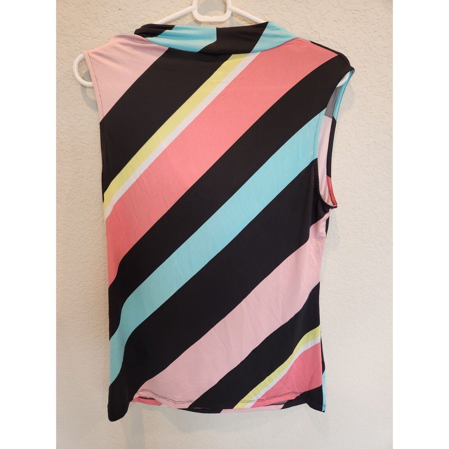 Worthington Womens Sz L Scoop Neck Sleeveless Blouse Bright Striped