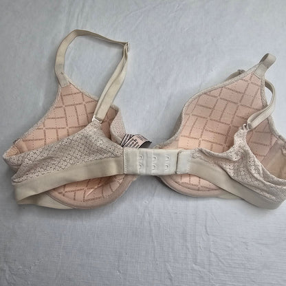 Victorias Secret Womens Sz 32C Uplift Semi Demi T Shirt Bra Light Beige