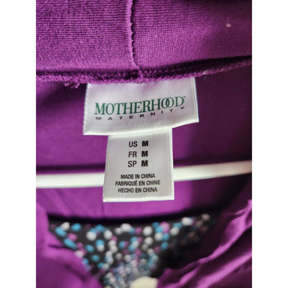 Motherhood Maternity Womens Sz M Cardigan Blouse One Piece Purple Polka Dot