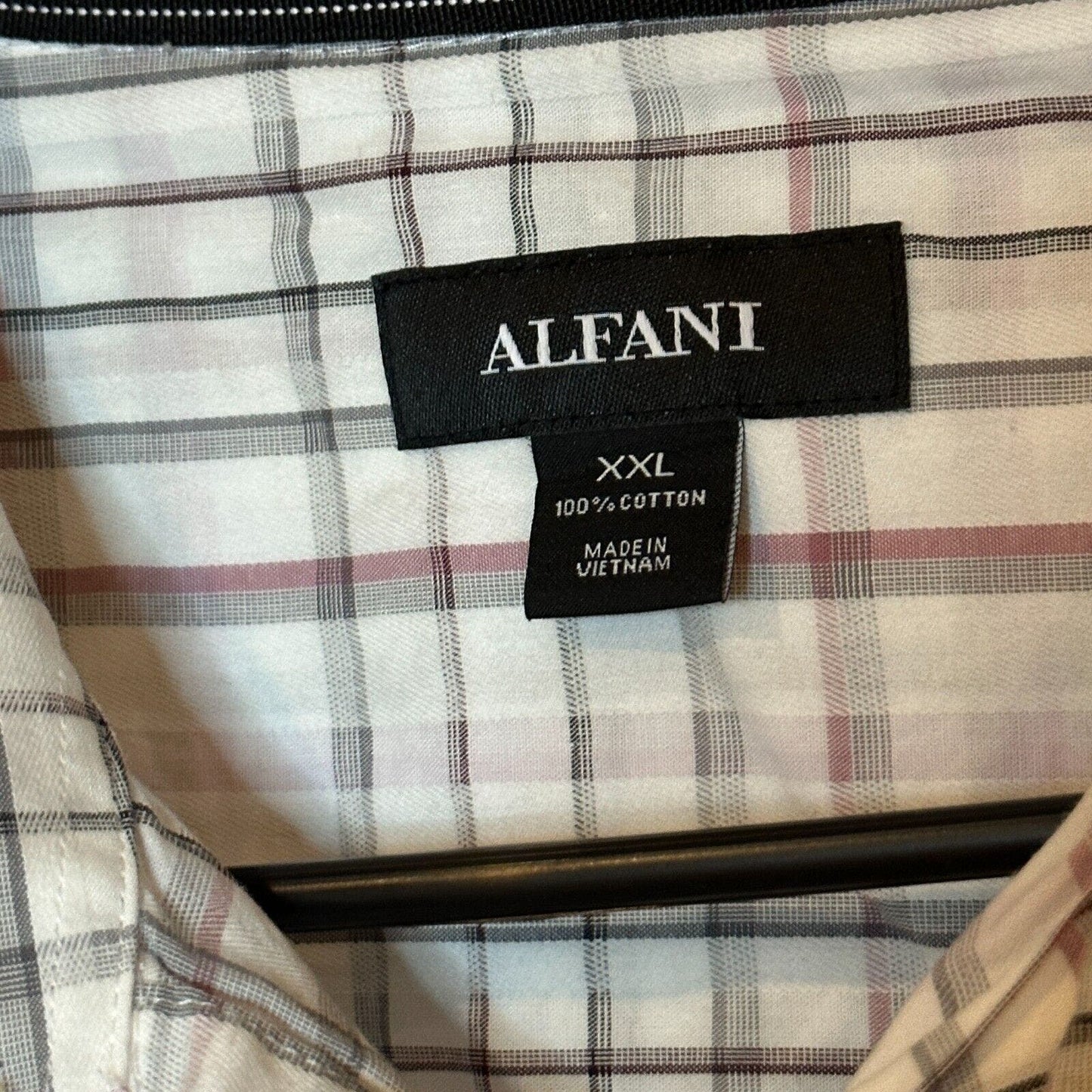 Alfani Mens Sz XXL Short Sleeve 100% Cotton Button Down Shirt Plaid