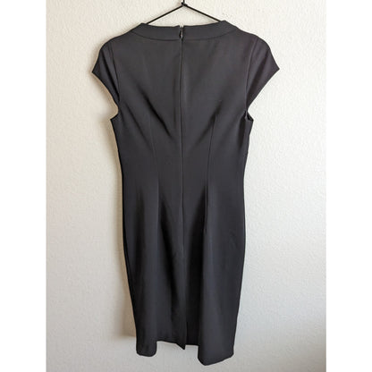 Vintage ABS Collection Womens Sz 2 Knee Length Sheath Dress Solid Black Career